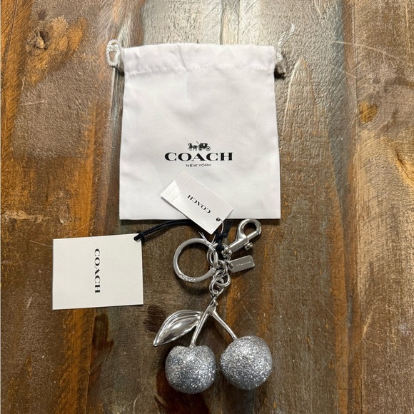 Coach Accessories - Coach Glitter Cherry Silver Tone Bag Charm Keychain NWT